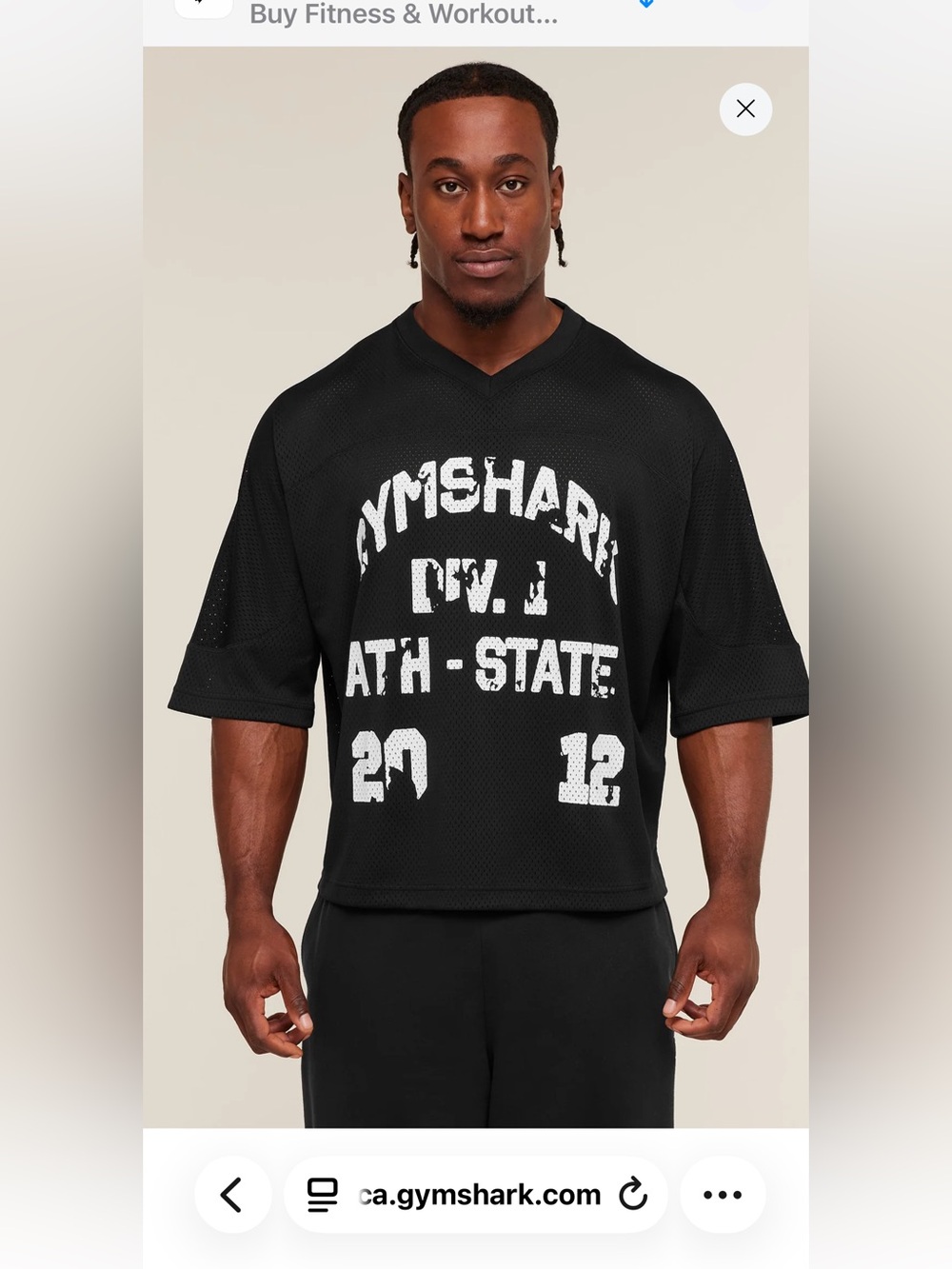 Gymshark Black Mesh Athletic Tee with White Print